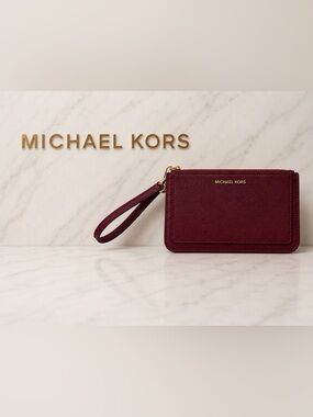 Michael Kors Jet Set Travel Wristlet Wallet Cherry Red burgundy